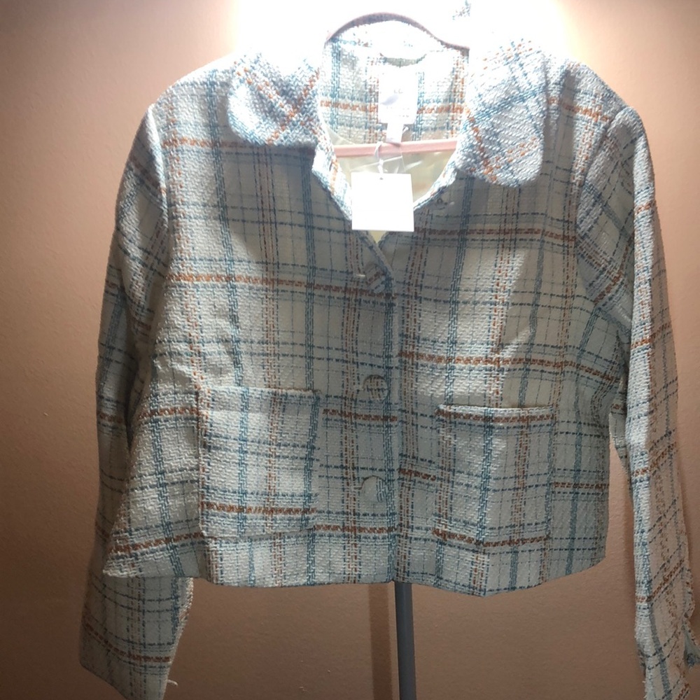 Plaid Women's Jacket in Blue and Brown